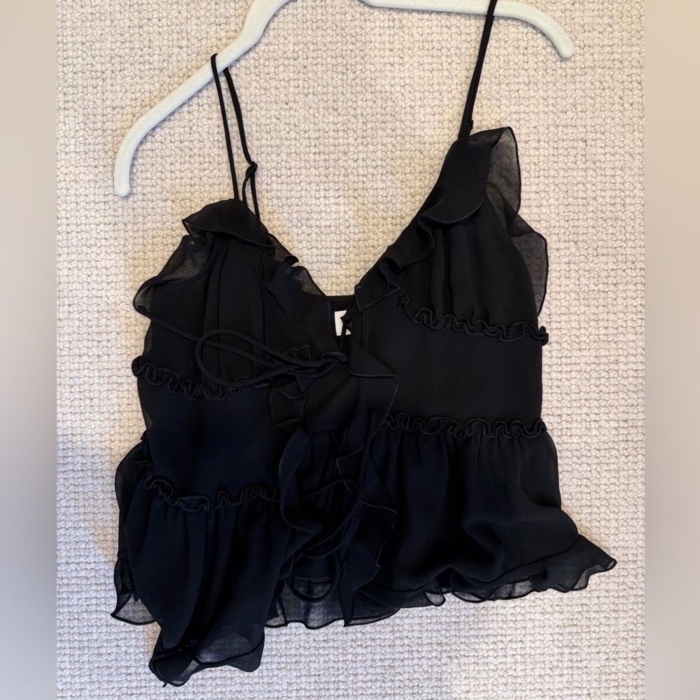 Wilfred Black Ruffle Spaghetti Strap Camisole